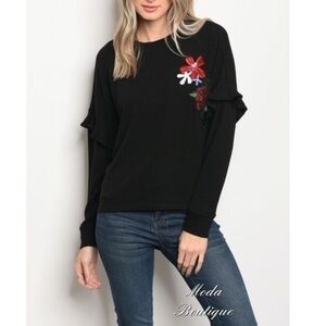 Black floral sweater